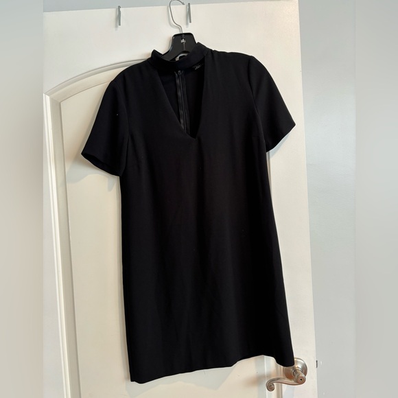 Zara Woman Black V Neck Choker Shift Dress Xs - Picture 2 of 3